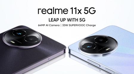 realme 11x 5G - Dimensity 6100+, 120Hz LCD-skærm og 5000 mA*h batteri til under 200 dollars