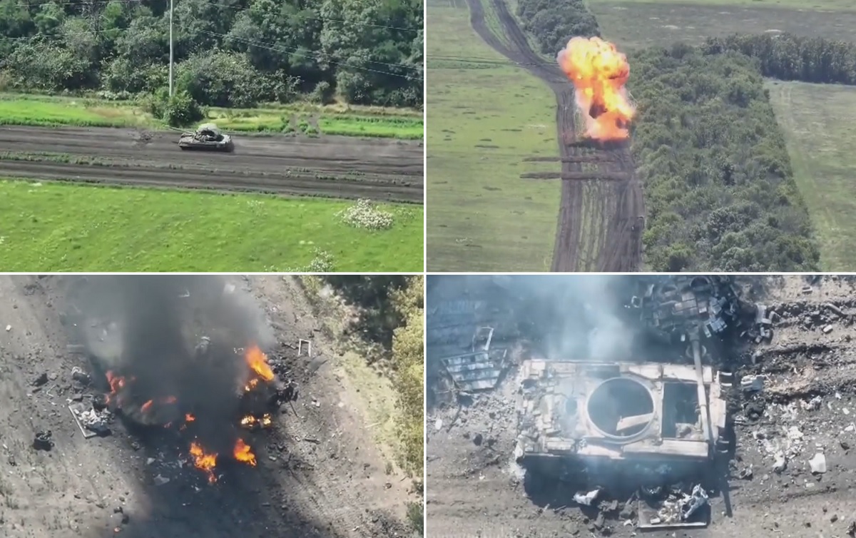 Ukrainsk FPV-drone ødelægger effektivt russisk T-80BV-kampvogn på grund af detonation af ammunition