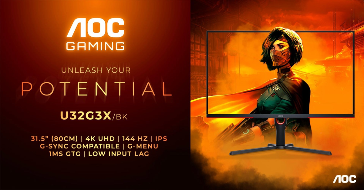 4K UHD, 144Hz-skærm og HDMI 2.1 til £650 - AOC Gaming U32G3X/BK-skærm annonceret