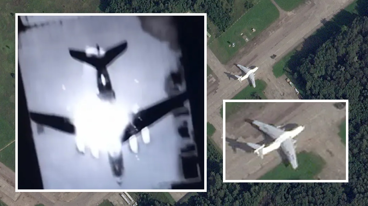 Unik video af ukrainsk droneangreb på Il-76 militært transportfly på russisk territorium offentliggjort