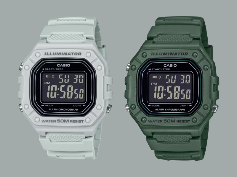 Nye Casio W-218H modeller: belysning i sektion med vandbeskyttelse