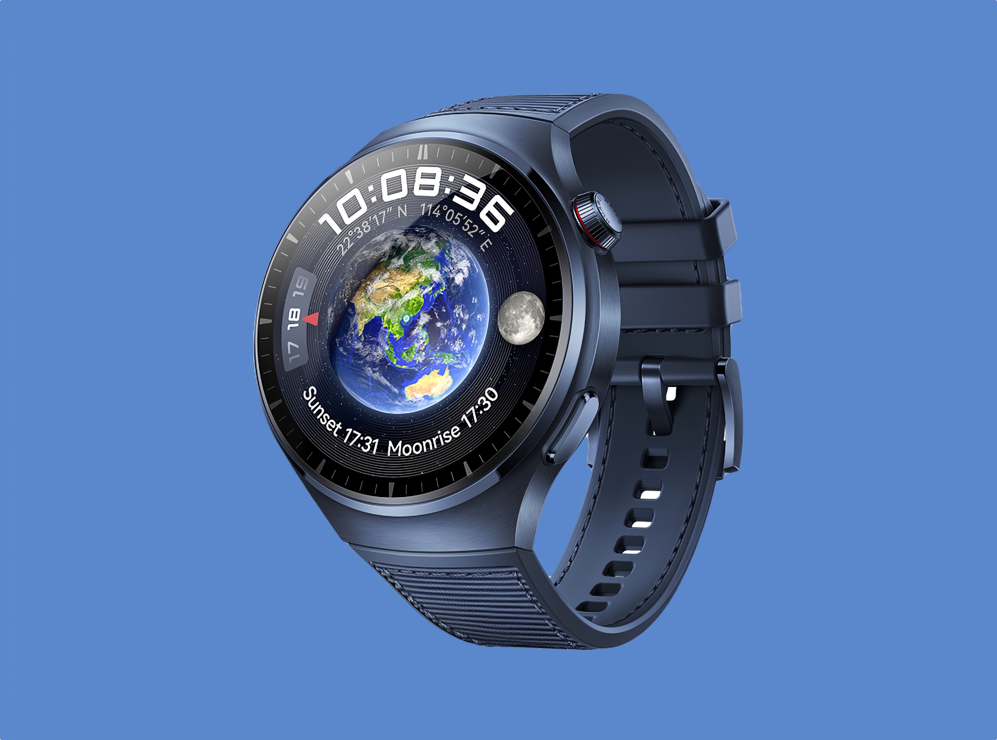 Huawei har afsløret Huawei Watch 4 Pro Ocean Blue med en blå kasse og en rem af fiskenet.