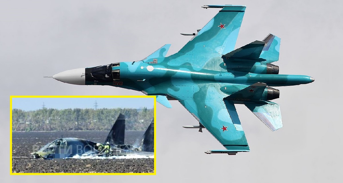 Su-34 supersonisk jagerbomber af generation 4++ til en værdi af op til 50 mio. dollars styrtet ned i Rusland