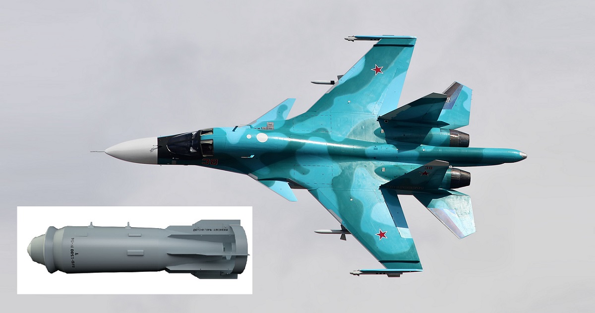 Russerne løj om den første affyring nogensinde af det pseudo-hypersoniske missil Kh-47M2 fra et Su-34 kampfly - nu taler propagandaen om brugen af en 1,5 tons FAB-1500 M54-bombe.