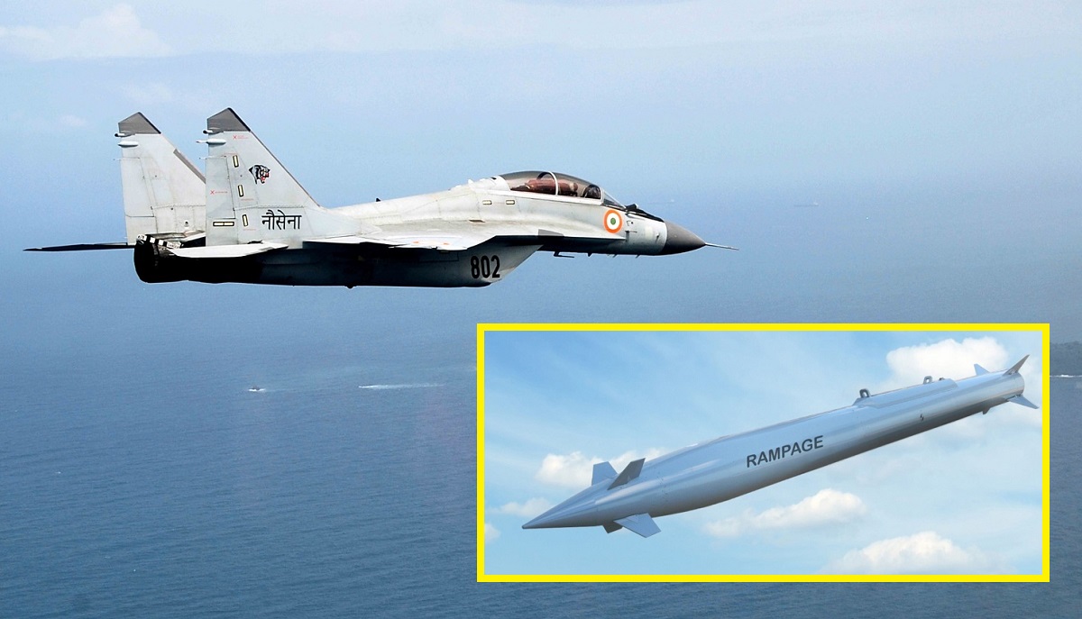 Indien har modtaget israelske Rampage aeroballistiske missiler med et 150 kg sprænghoved og en rækkevidde på over 250 km til MiG-29K jagerfly.