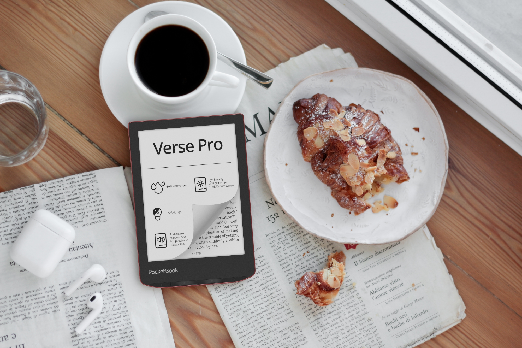 PocketBook Verse Pro: e-bog med Bluetooth, IPX8-beskyttelse og 6-tommer E Ink Carta-skærm