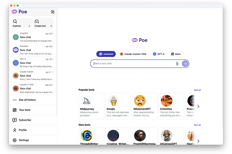 Poe har afsløret en desktop-app, der samler alle chatbots med kunstig intelligens på ét sted.