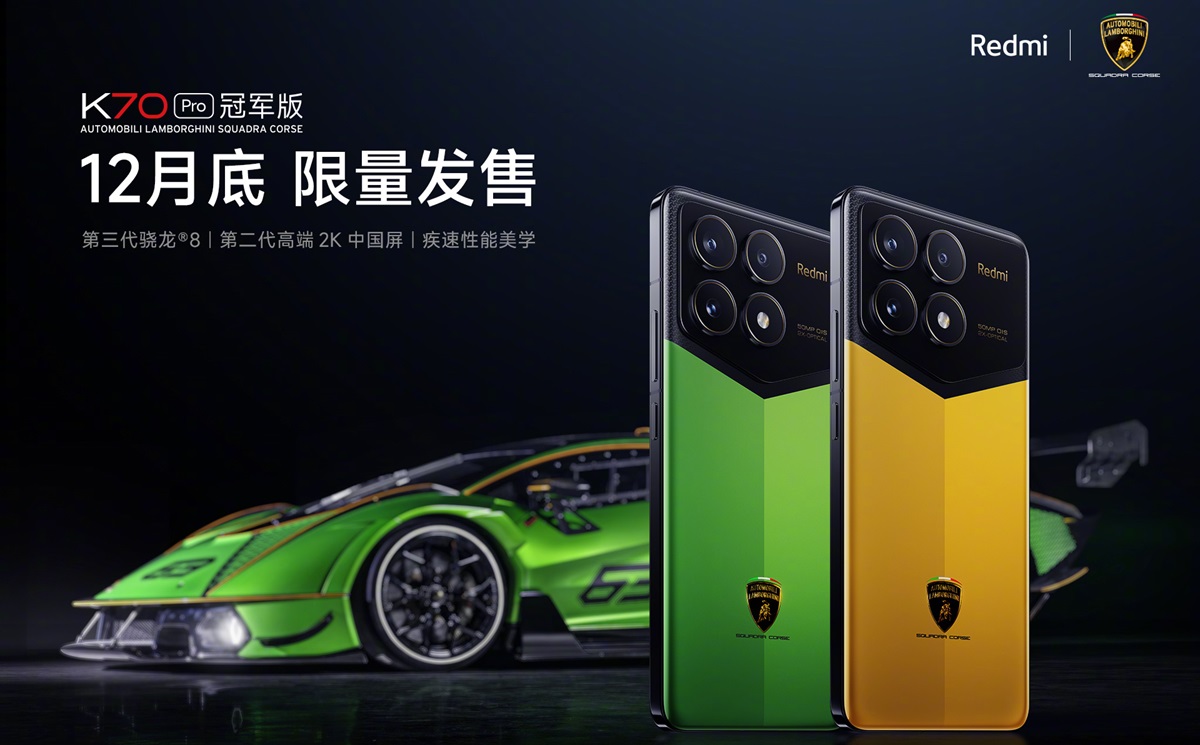 Redmi K70 Pro Champion Edition med 24 GB RAM og 1 TB lagerplads kommer i handlen nytårsaften