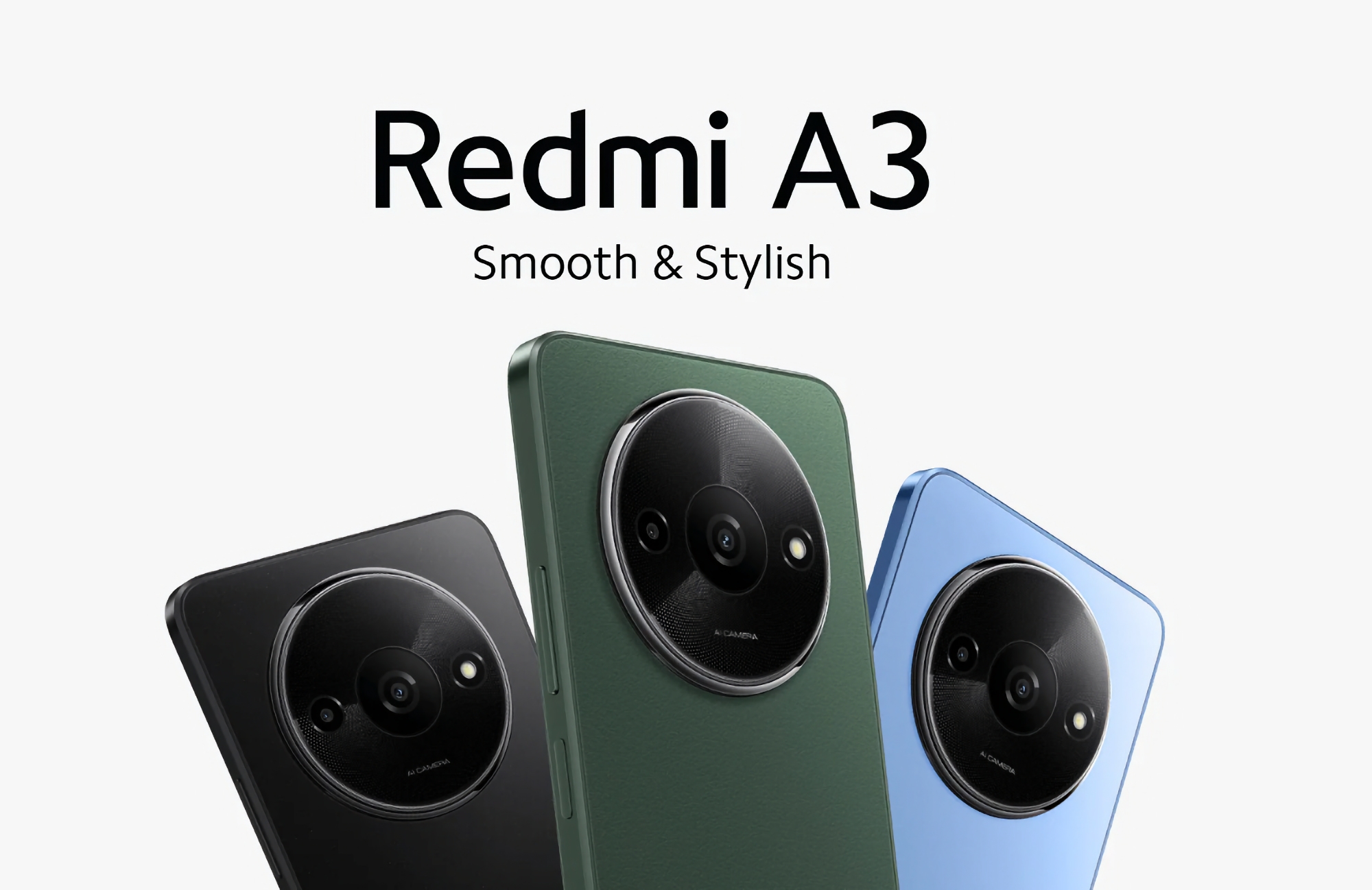 Redmi A3: 90Hz skærm, MediaTek Helio G36 chip, dobbelt kamera og 5000mAh batteri til $90