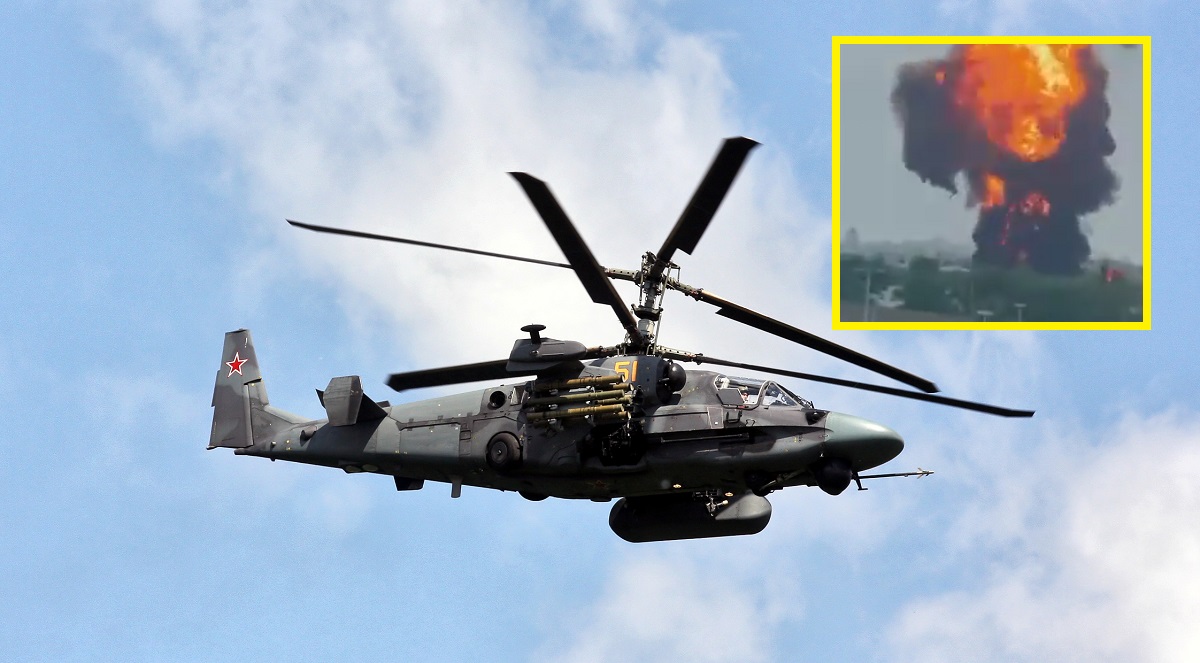Ka-52-helikopter undveg et Arrow-10-missil og angreb et russisk oliedepot i Voronezh