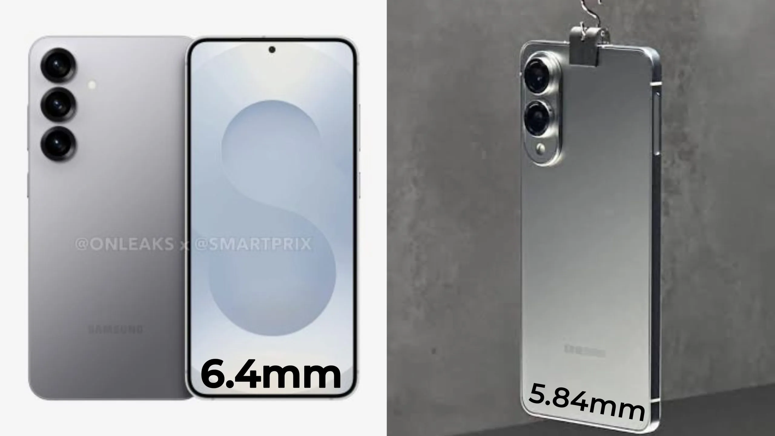 Første kig på Galaxy S25 Edge: en collage af gengivelse og ægte enhed