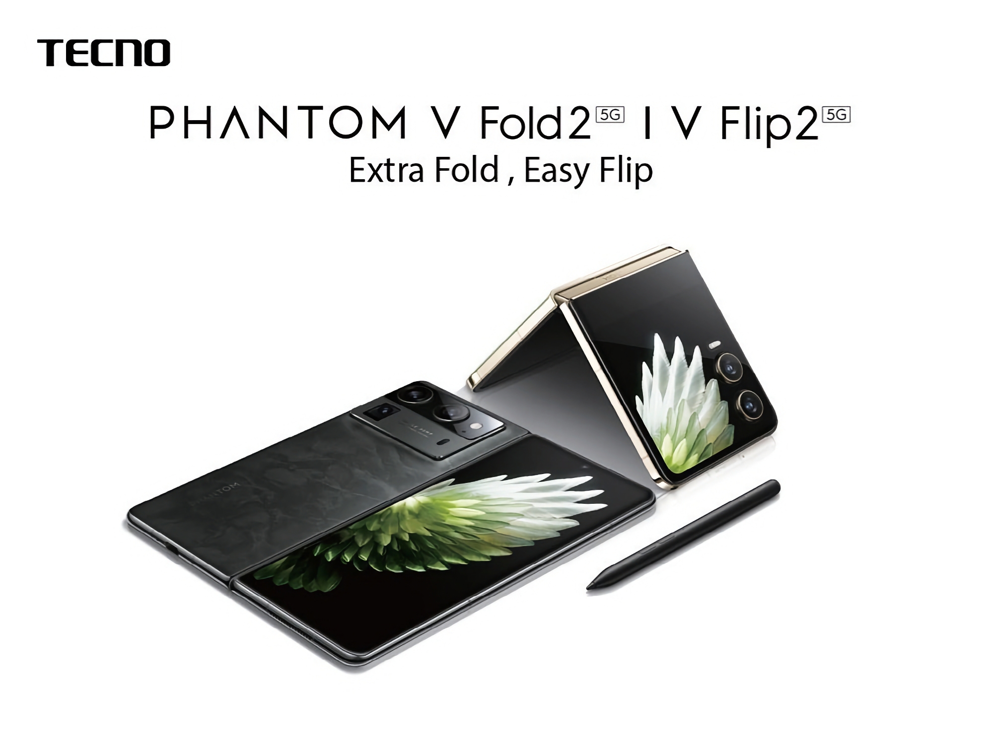 Insider viser, hvordan de foldbare smartphones TECNO Phantom V Fold 2 og TECNO V Flip 2 kommer til at se ud 