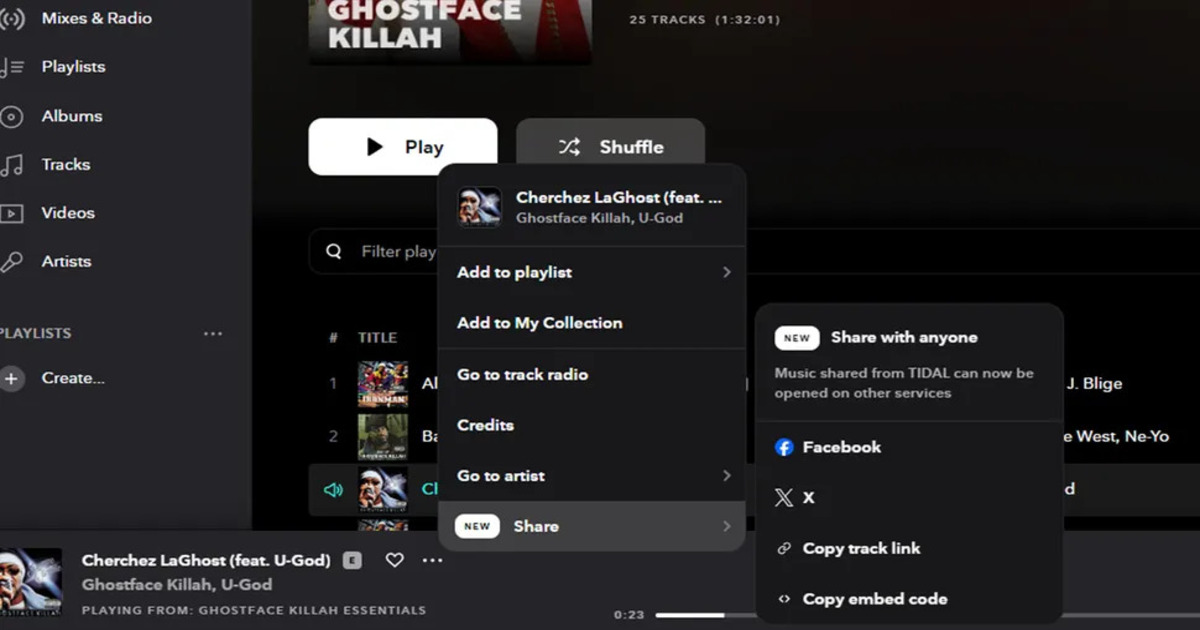 Ny Tidal-funktion lader dine venner opdage sange, du deler på Spotify