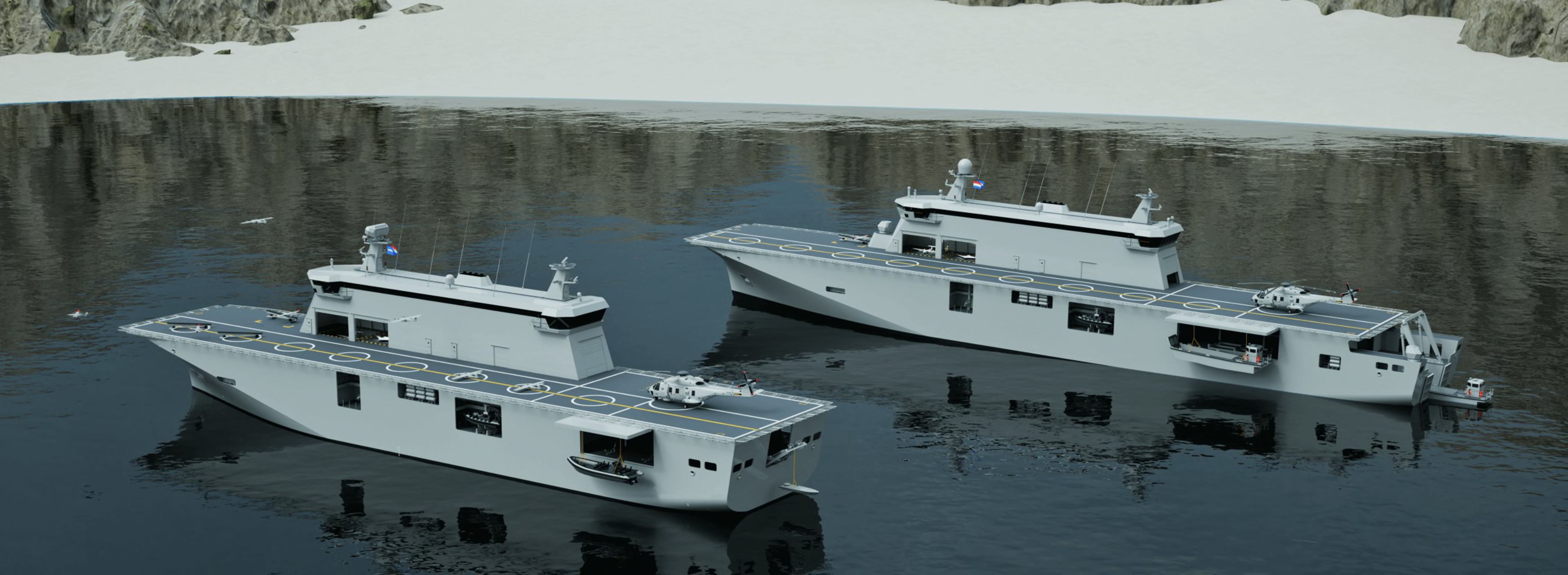 Drone hangarskib: Portugal har bestilt et multifunktionelt støtteskib fra Damen Shipyards Group, der kan bære forskellige typer droner.