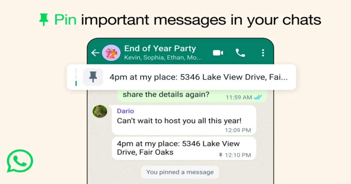 WhatsApp udsender en opdatering: Du kan nu fastgøre op til tre vigtige beskeder i chats