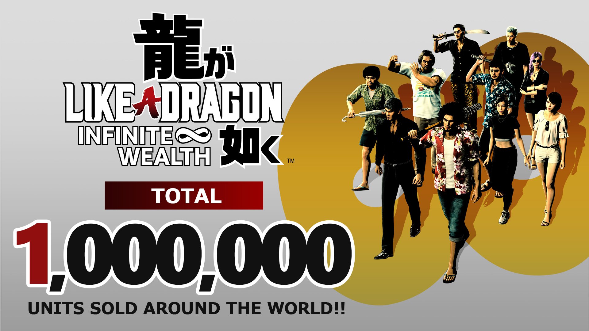 Sega har annonceret, at Like a Dragon: Infinite Wealth har nået en million solgte eksemplarer