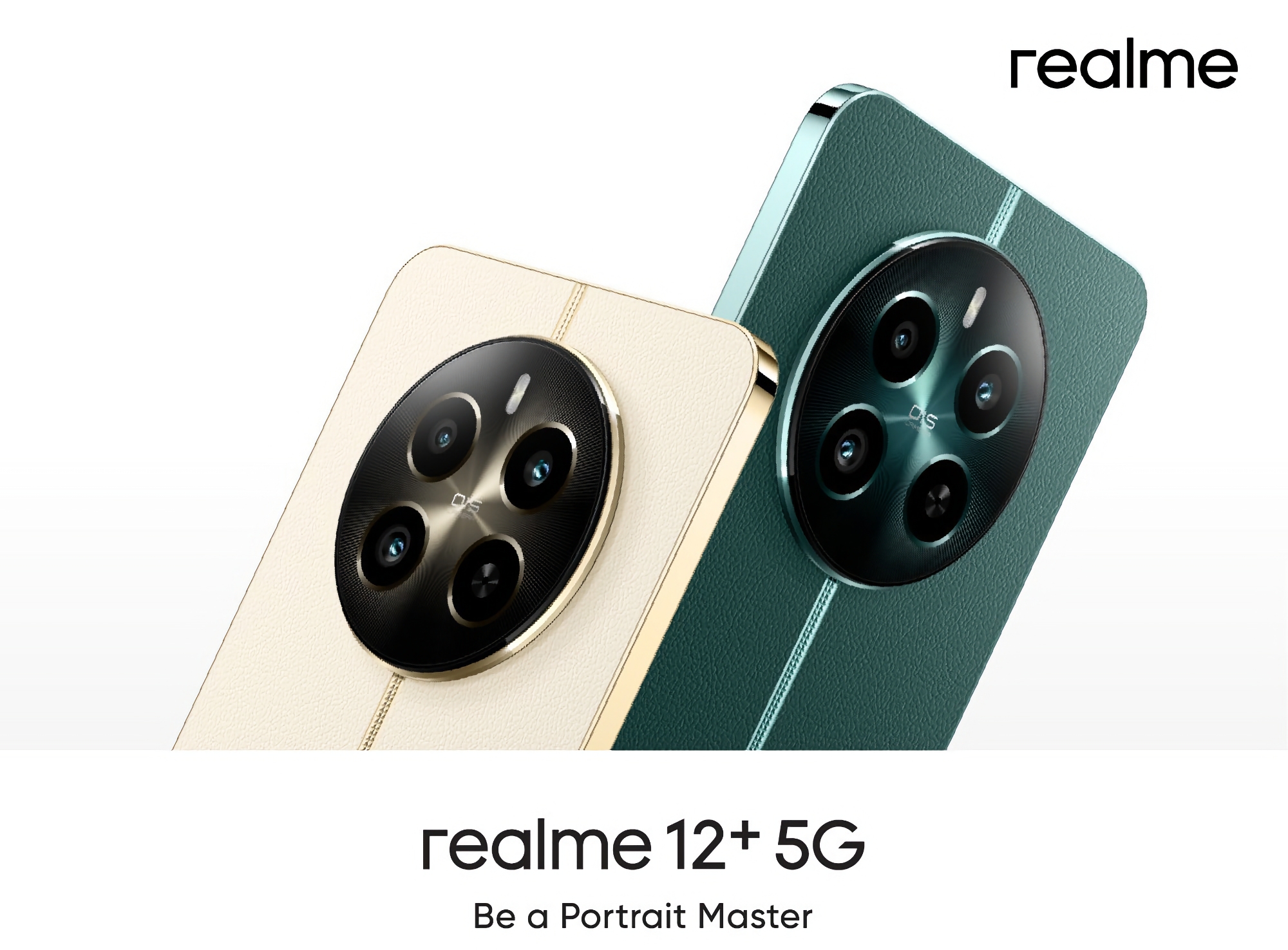 Sådan kommer Realme 12+ 5G til at se ud: en smartphone med en 120Hz AMOLED-skærm, en Dimensity 7050-chip og et 50 MP-kamera.