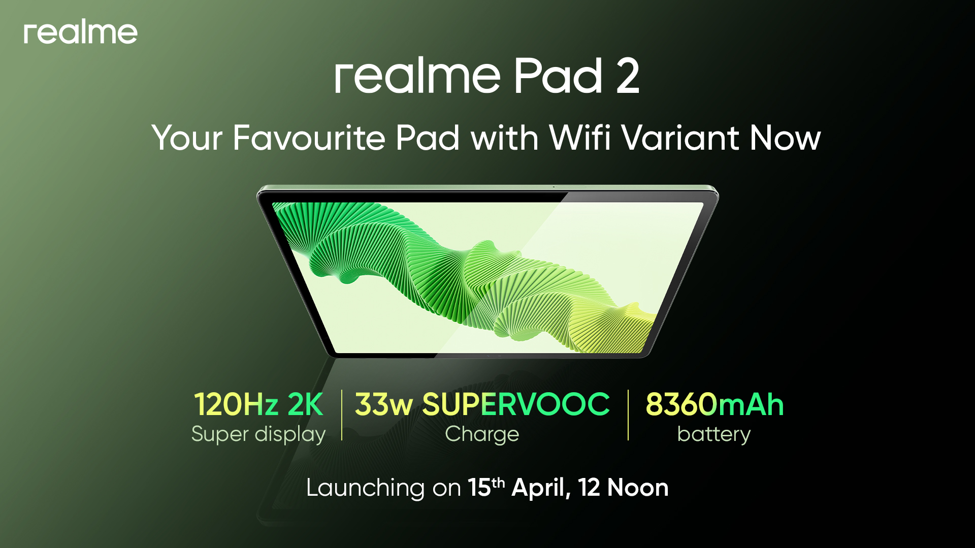 Det er officielt: Den Wi-Fi-aktiverede Realme Pad 2 får premiere den 15. april.