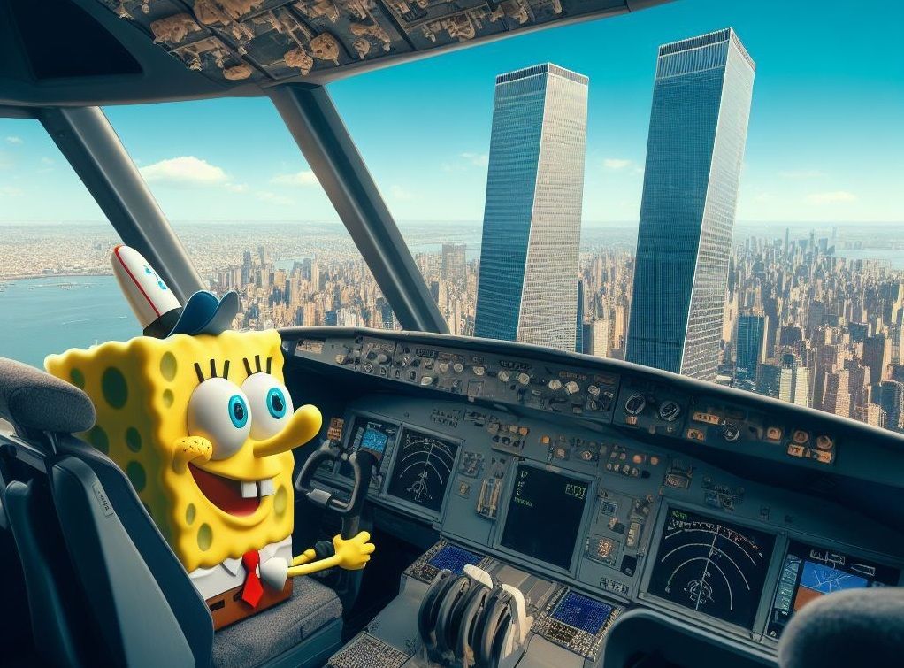 Brugere af Bing Image Creator har skabt et billede af terrorangrebet den 11. september med Mickey Mouse og Svampebob som piloter på flyet.