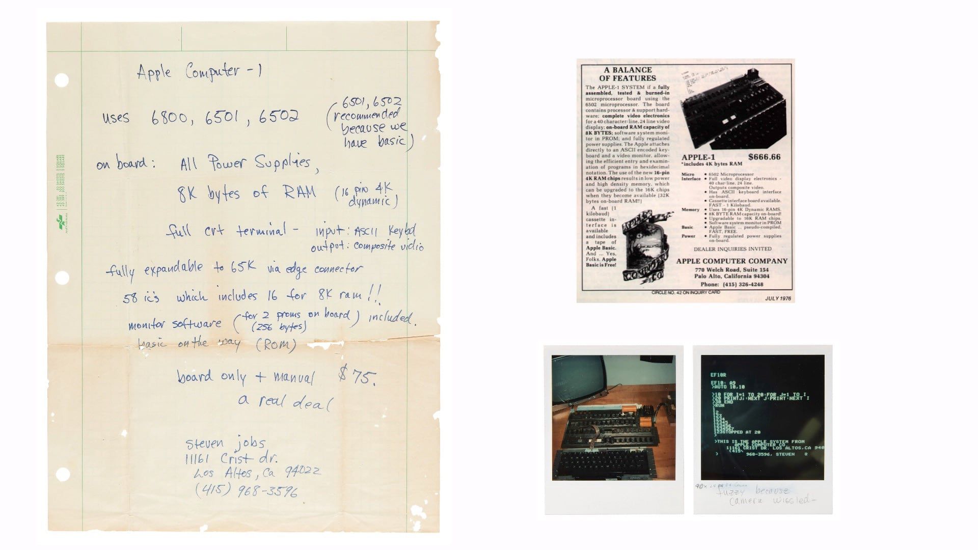 Apple-1 computerreklame skrevet af Steve Jobs solgt på auktion for 175.000 dollars