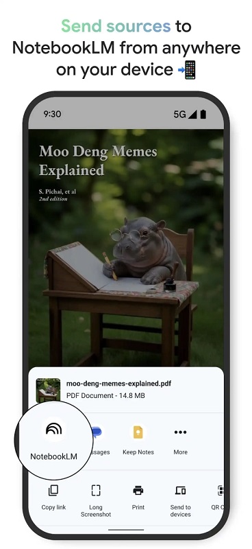 Første skærmbillede af NotebookLM-applikationen