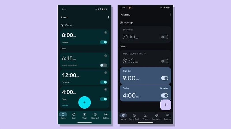Et billede af den nuværende Android urgrænseflade