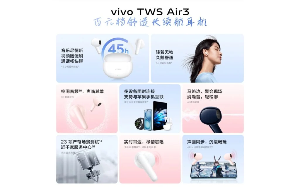 Vivo Air 3 hovedtelefoner