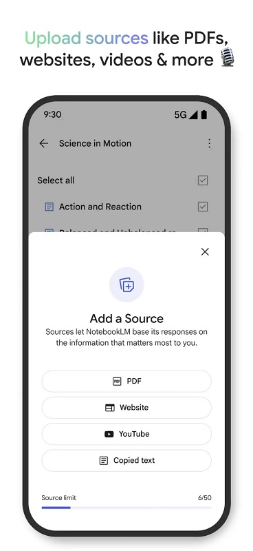 Andet skærmbillede af NotebookLM-applikationen