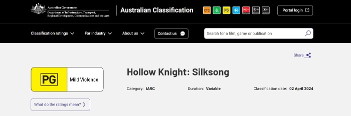 Hollow Knight: Silksong har fået en aldersmærkning i Australien - udgivelsen af det meget ventede spil kan være meget snart-2