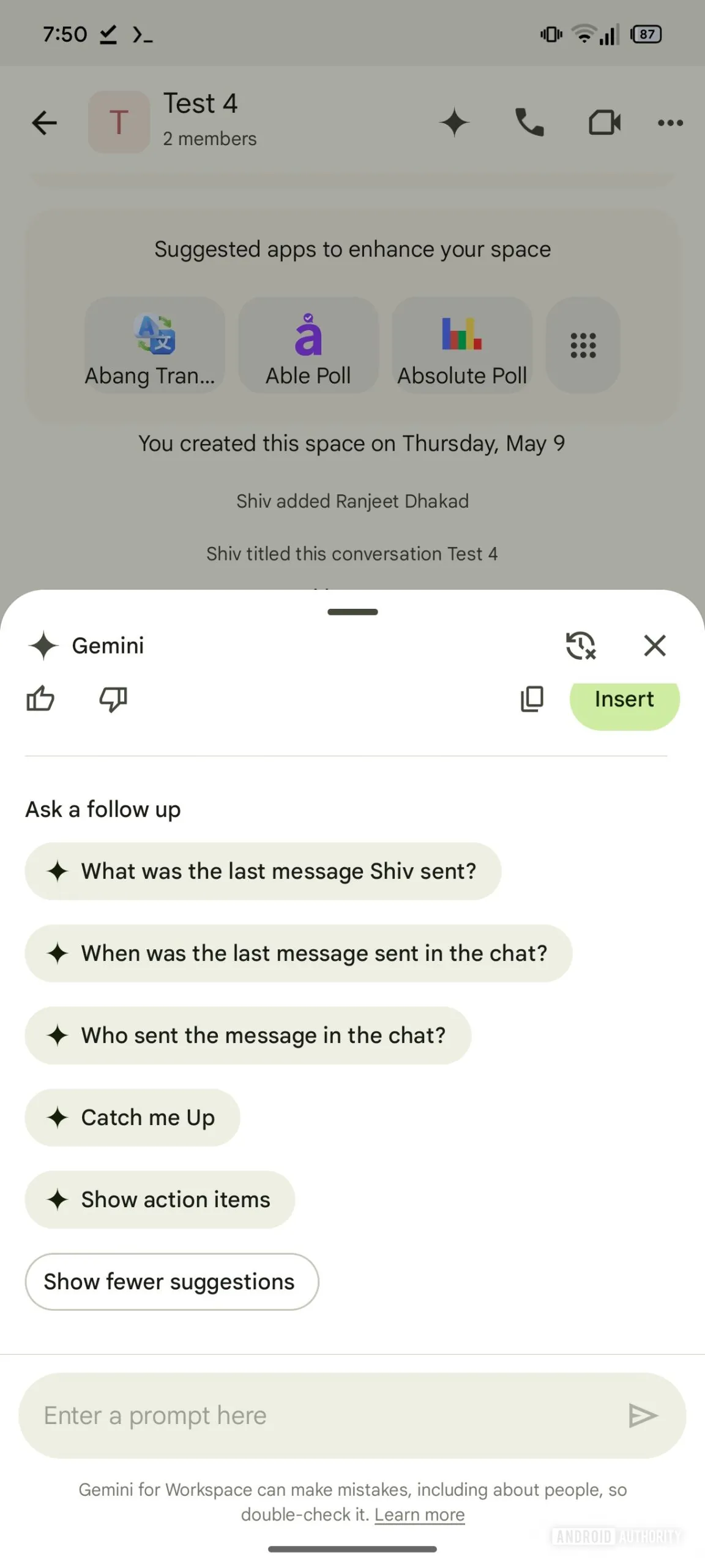 Image 4, Google Chat interface