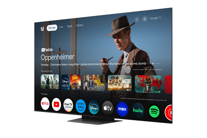 TCL QM7K-brugergrænsefladen set fra siden