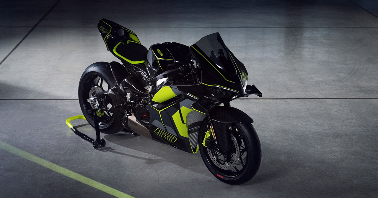 Ducati Panigale V4 Lamborghini sportcyklen på baggrund af et eksklusivt design