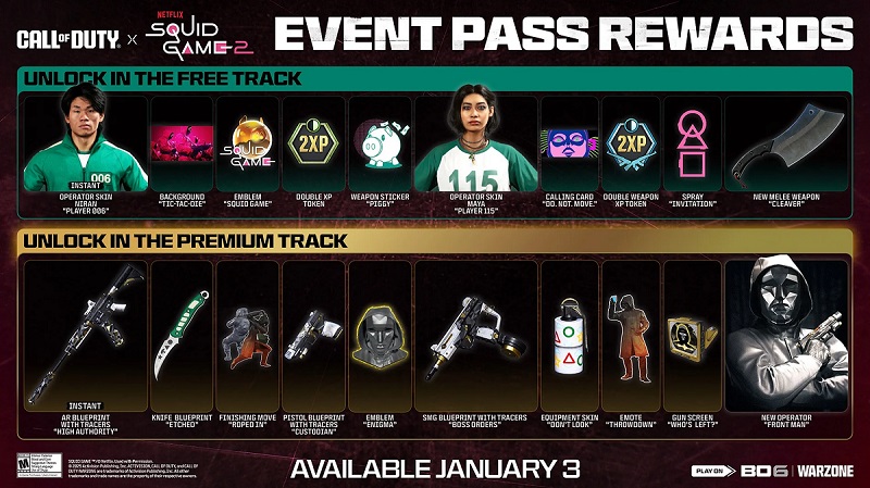 Squid Game Event Pass-indhold