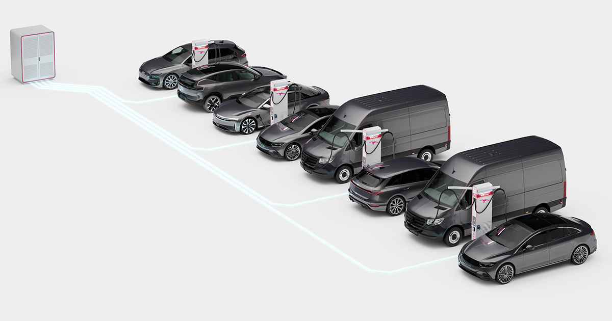 Opladning af et elektrisk køretøj på Ionity