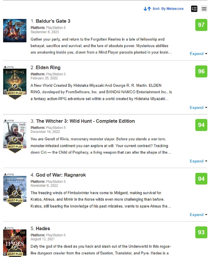 Elden Ring kan ikke modstå Baldur's Gate III: Spillet fra Larian Studios er blevet det højest bedømte projekt til PlayStation 5 ifølge Metacritic.-2