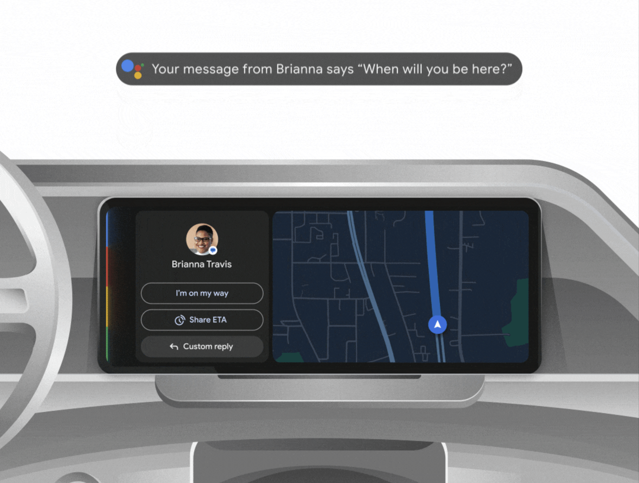 Google har integreret chatbotten Gemini i appen Beskeder og tilføjet AI-baseret generering af tekstresuméer til Android Auto.-2