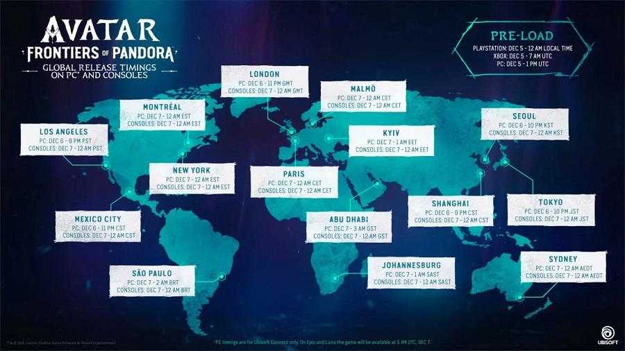 Ubisoft har offentliggjort et kort med det nøjagtige udgivelsestidspunkt for Avatar: Frontiers of Pandora og afsløret to nye videoer-2