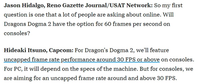 Det er officielt: høj FPS i Dragon's Dogma 2 er kun tilgængelig på PC-2