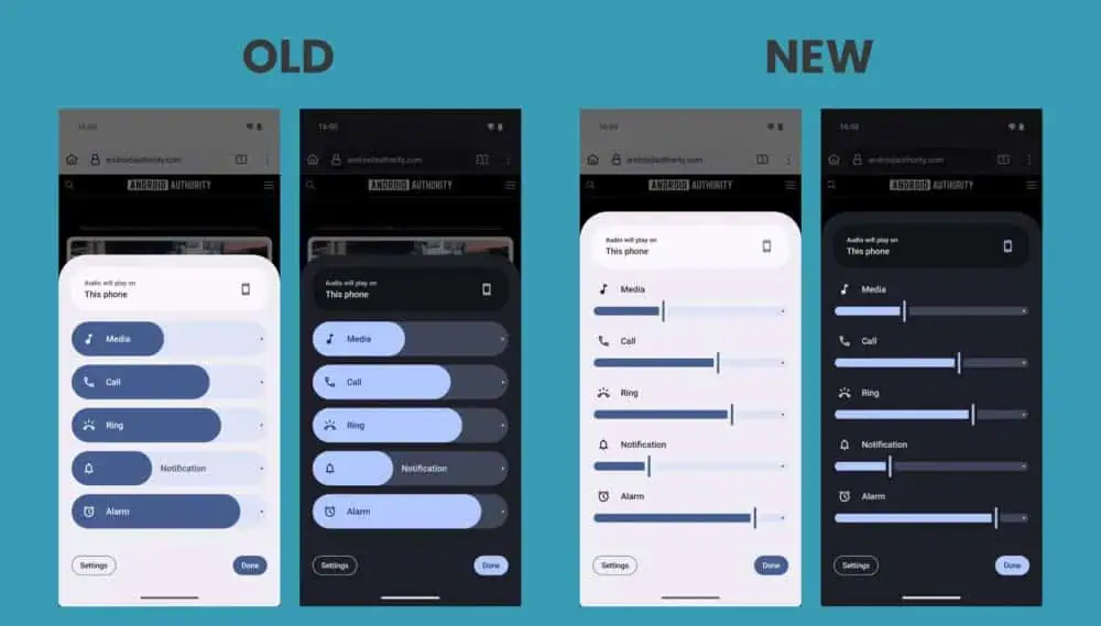 Android 16's nye minimalistiske volumen-slider