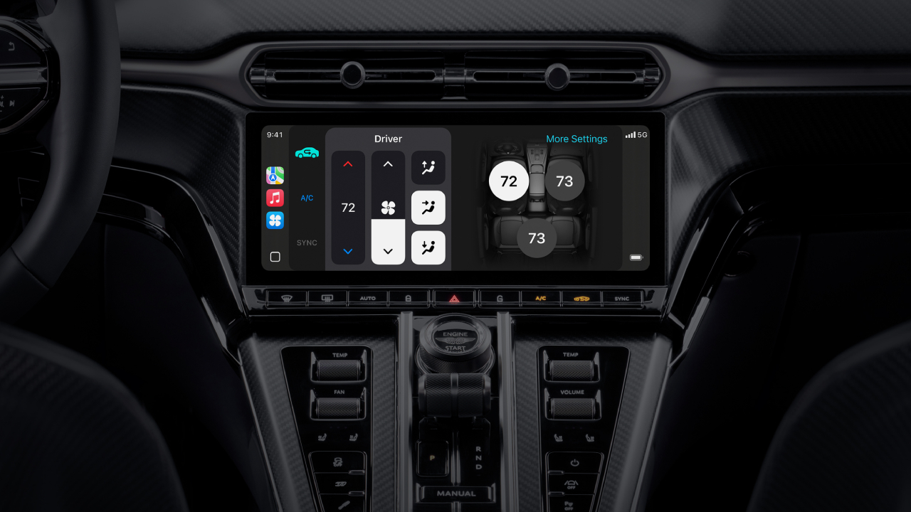 CarPlay Ultra instrumentbræt med klimakontrol