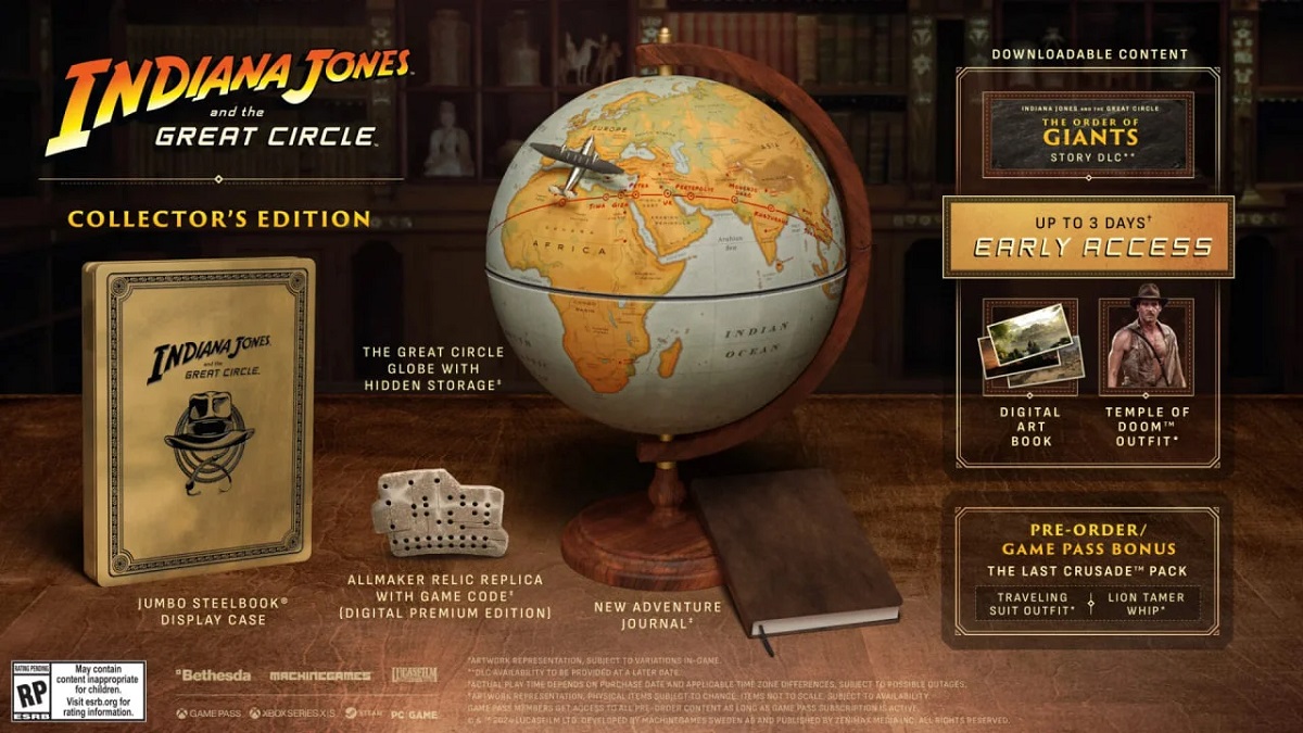 Hvem vil have en globus? Bethesda har løftet sløret for samler- og premiumudgaver af actioneventyret Indiana Jones and the Great Circle