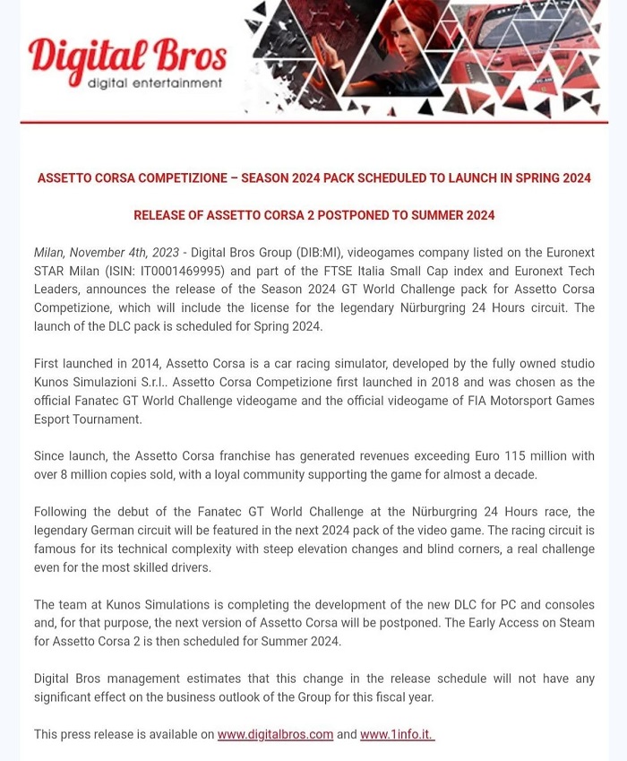 Assetto Corsa 2 racersimulator udkommer tidligst i sommeren 2024-2