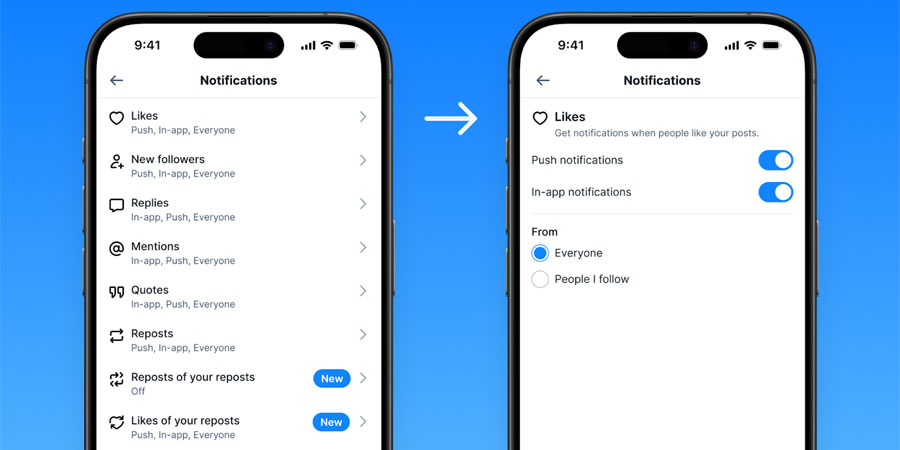 Personalisering af notifikationer i Bluesky