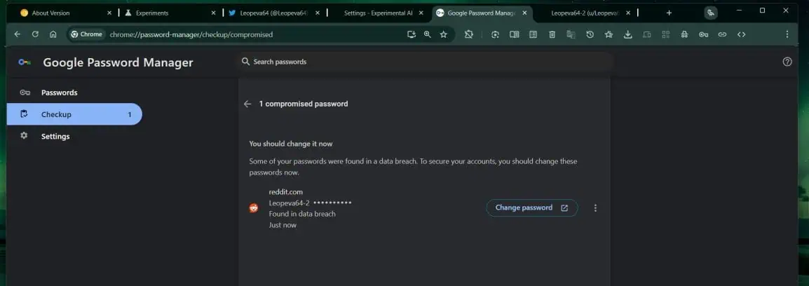 Forslag til at ændre adgangskode i Google Chrome