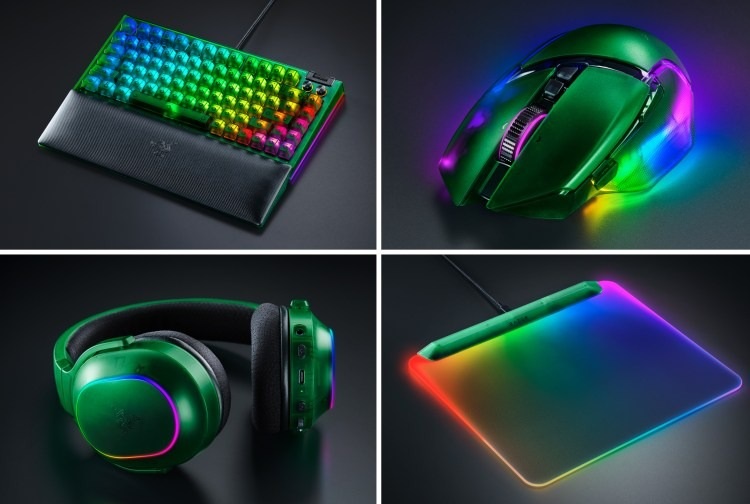 Gennemsigtig grønlig kabinet af Razer Phantom Collection gamer accessories