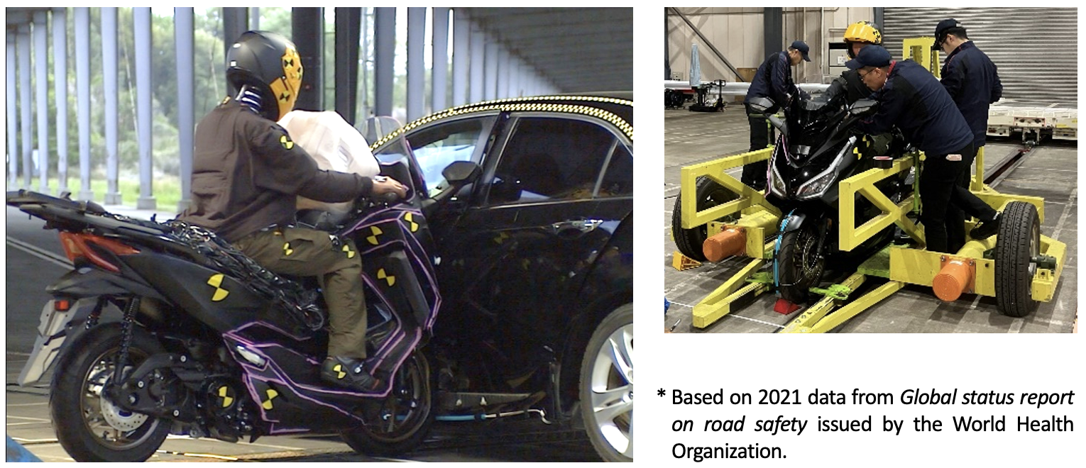 Airbag scooter crash test