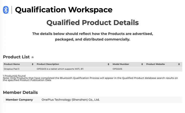 OnePlus Pad 3 specifications