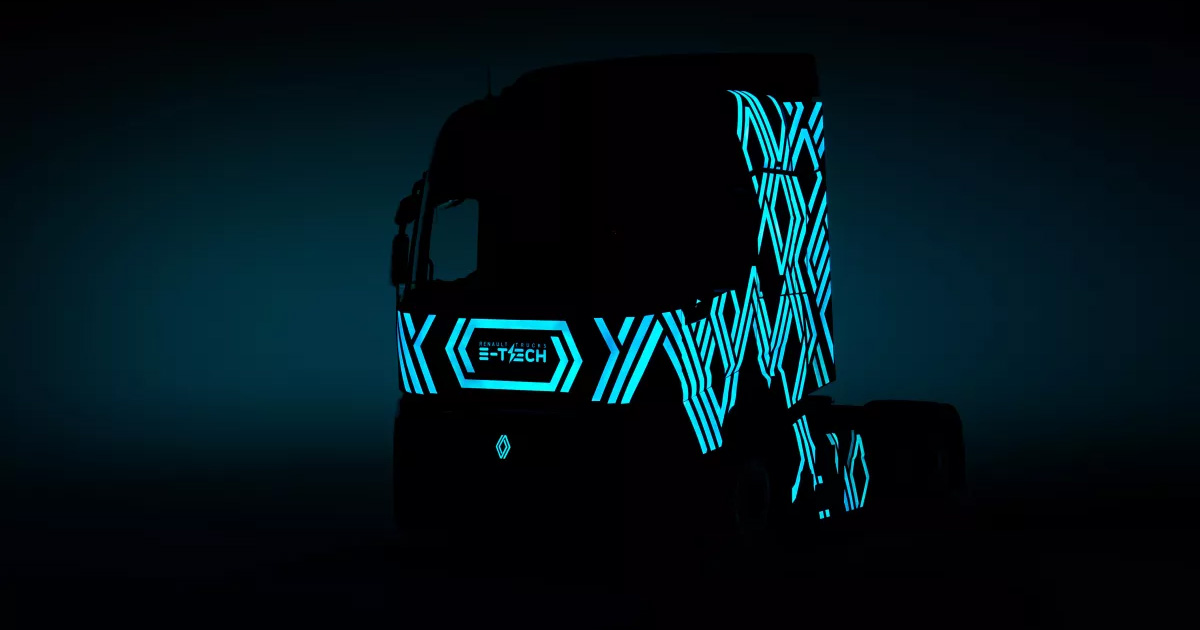 Renault Trucks E-Tech Diamond Echo-lastbil med originalt design på førerhuset