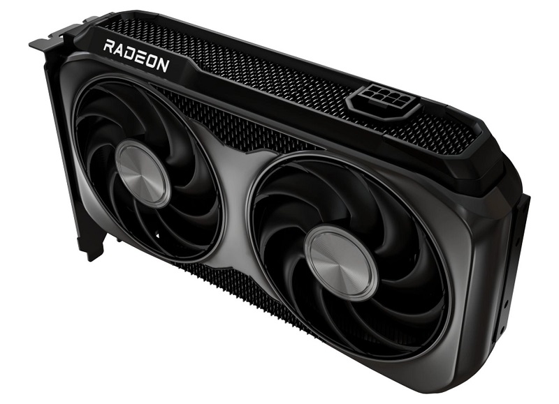 Render af grafikkortet Radeon RX 9060 XT i aktion