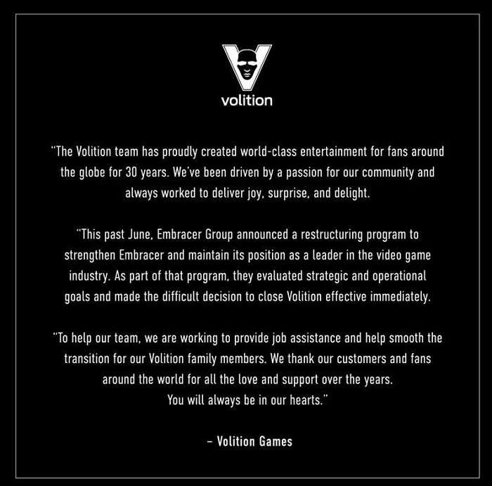 Volition, studiet bag Saints Row-serien og Red Faction-skydespillene, har annonceret sin lukning.-2